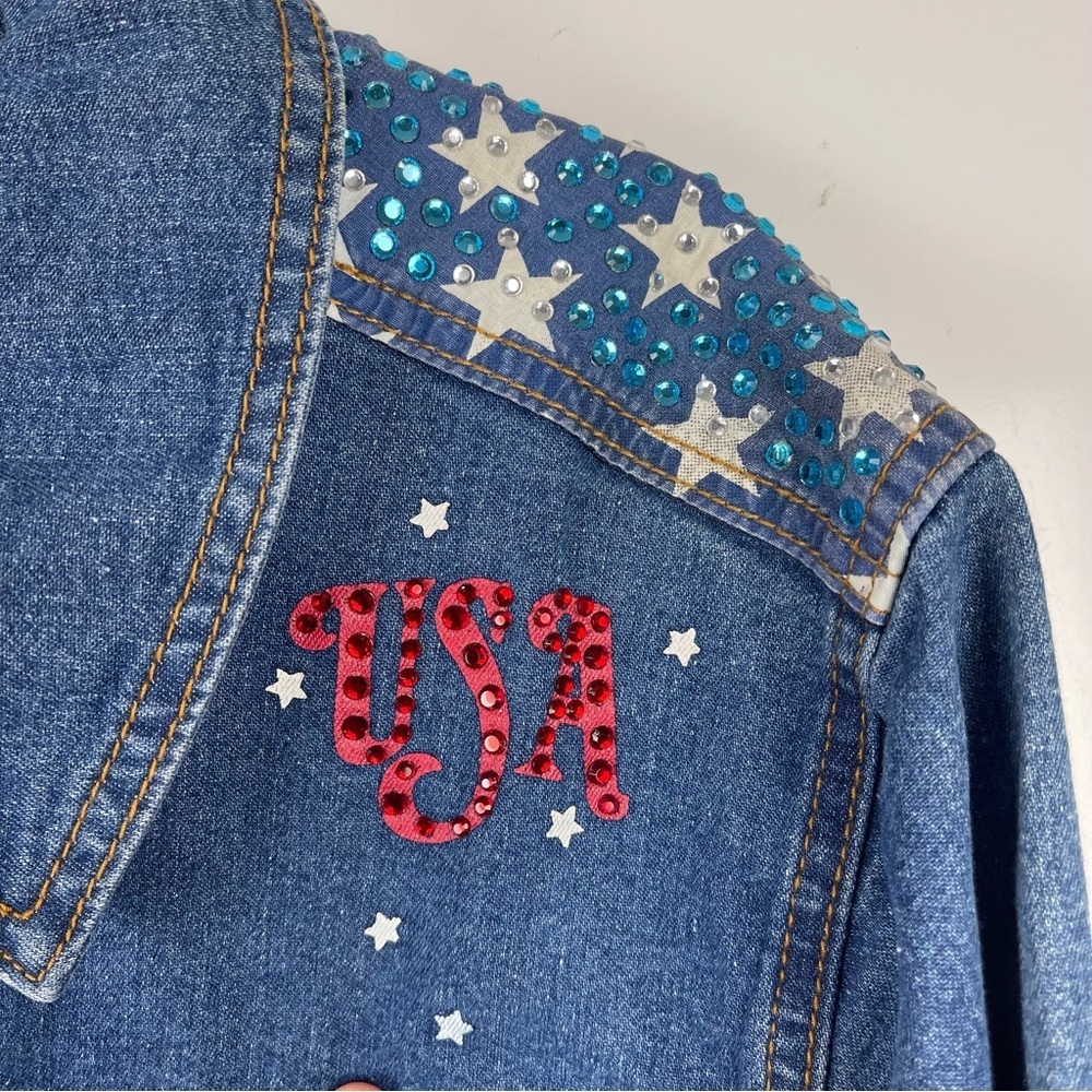 Bradford Exchange USA Denim Jacket Embellished Women’s Medium Patriotic Western - Picture 3 of 12